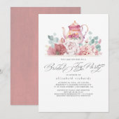 Bruidsthee Dusty Pink Flowers Vrijgezellenfeest Kaart (Voorkant / Achterkant)