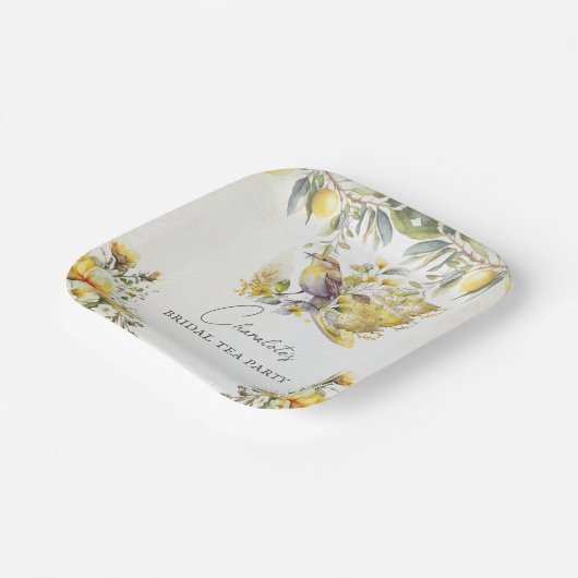 Bruidsthee  feestcitroen papieren bordje (Gebogen)