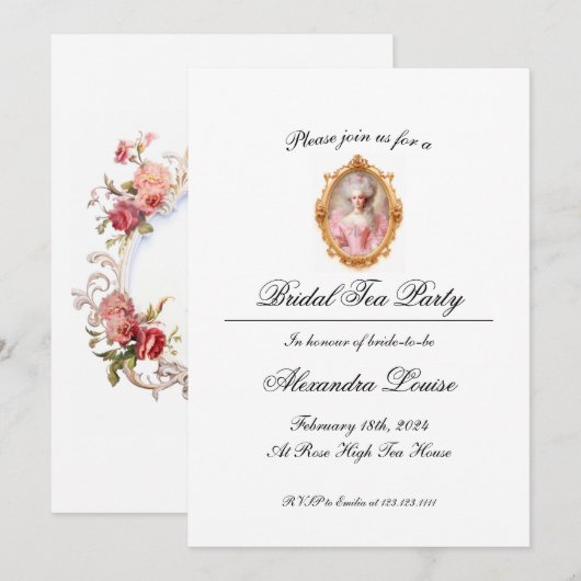 Bruidstheepartij Marie Antoinette Barok Rococo Kaart (Voorkant / Achterkant)