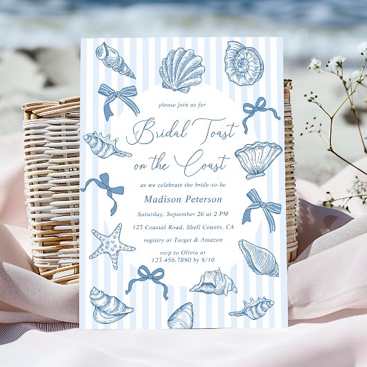 Bruidstoost op het Coast Seashells-Vrijgezellenfee Kaart