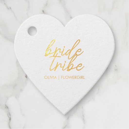bruidstribe | Bruiloft Bloemenmeisje Modern Bedankjes Labels (Voorkant)
