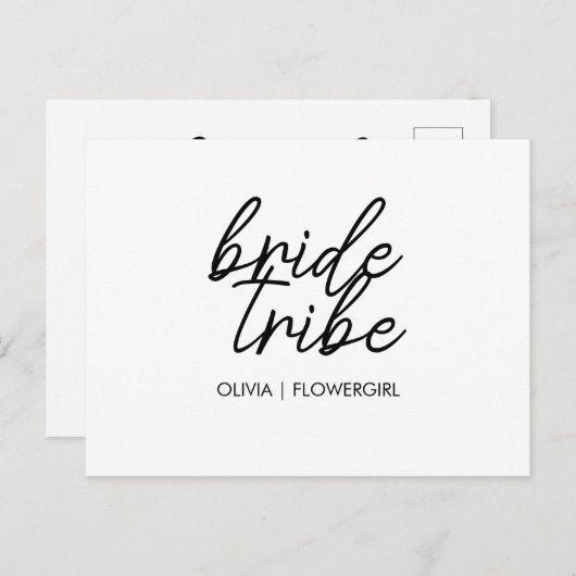 bruidstribe | Bruiloft Bloemenmeisje Modern Briefkaart (Voorkant / Achterkant)