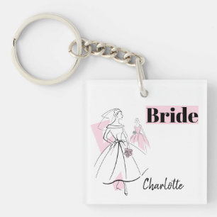 Bruidsttrousseau Roze Bruid sleutelhanger