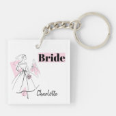 Bruidsttrousseau Roze Bruid sleutelhanger (Achterkant)