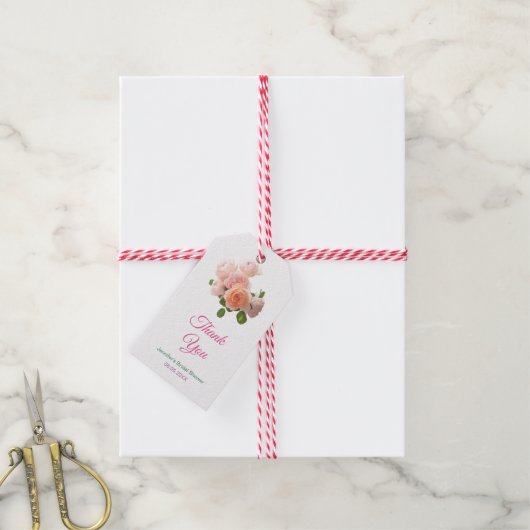 Bruidsuitnodiging Bedankt Script Waterverf Bloem Cadeaulabel (Met Touw)