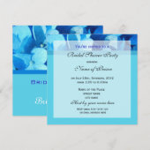 Bruidsuitnodiging, blauwe bloem kaart (Voorkant / Achterkant)