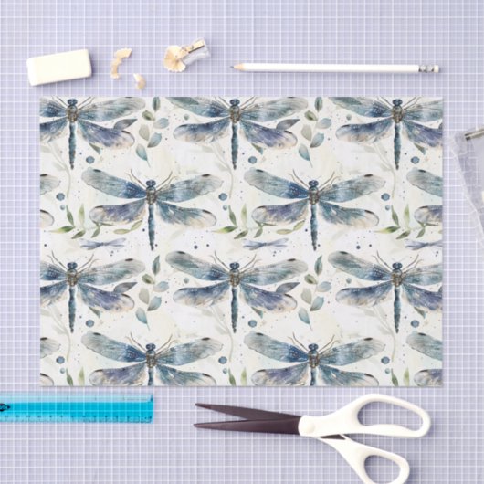 Bruidsuitnodiging Blauwe Libellen Tissuepapier (Craft)