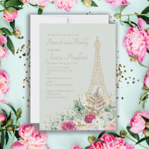 Bruidsuitnodiging Brunch Parijs Franse Eiffeltoren Kaart