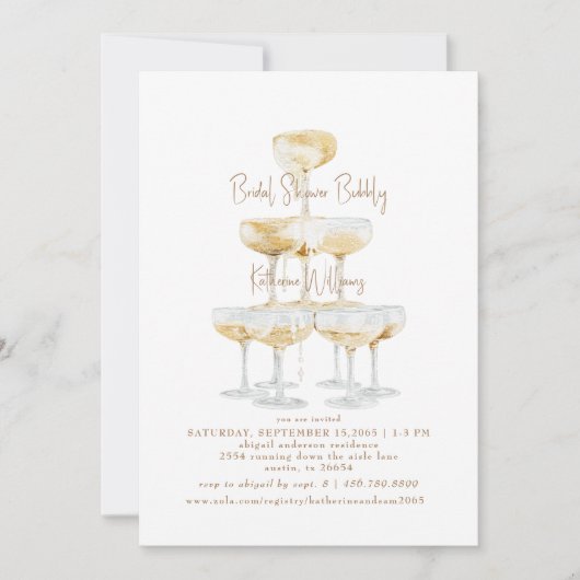 Bruidsuitnodiging Champagne Borrel Kaart (Voorkant)