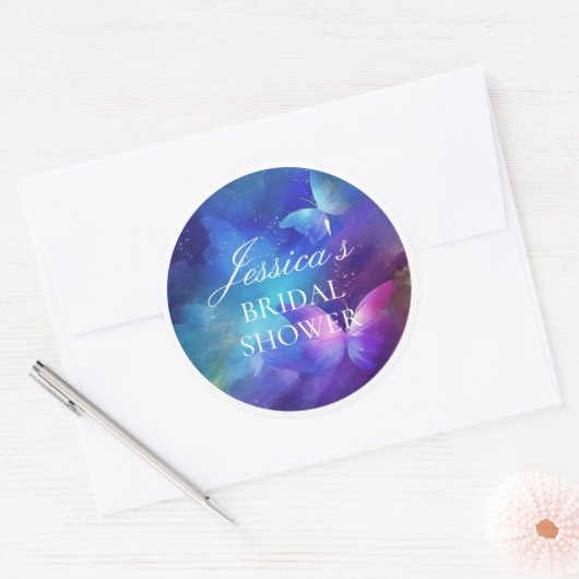 Bruidsuitnodiging 'Een leven vol vlinders'  Ronde Sticker (Envelop)