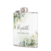 Bruidsuitnodiging Fles Groene Bloemen Heupfles (Links)