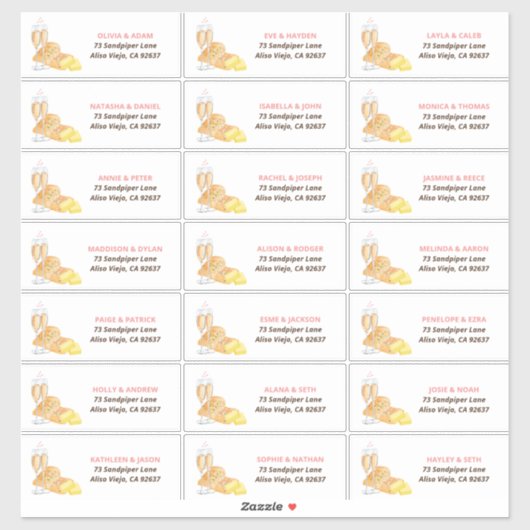 Bruidsuitnodiging Gastadres Stickers  (Vel)
