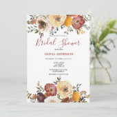 Bruidsuitnodiging herfst bloemen kaart (Staand voorkant)