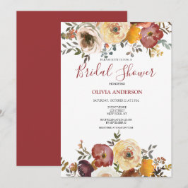 Bruidsuitnodiging herfst bloemen kaart