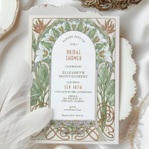 Bruidsuitnodiging in art-nouveau- en deco-stijl
