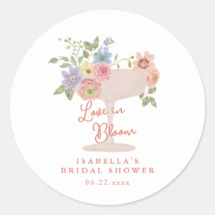 Bruidsuitnodiging Love in Bloom Bloementuin Ronde Sticker