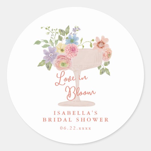 Bruidsuitnodiging Love in Bloom Bloementuin Ronde Sticker (Voorkant)