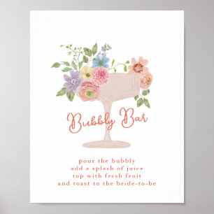 Bruidsuitnodiging Love in Bloom Bruisende Bar Sign Poster