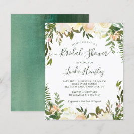 Bruidsuitnodiging met bloemen en groen