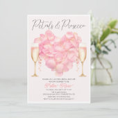 Bruidsuitnodiging met Bloemen en Prosecco Kaart (Staand voorkant)