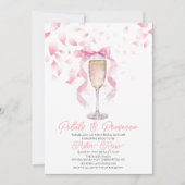 Bruidsuitnodiging met Bloemen en Prosecco Kaart (Voorkant)