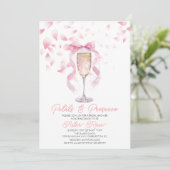Bruidsuitnodiging met Bloemen en Prosecco Kaart (Staand voorkant)