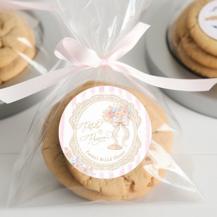 Bruidsuitnodiging met Bloemen en Prosecco Ronde Sticker