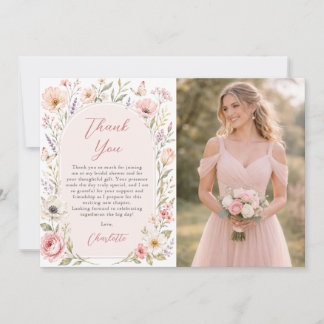 Bruidsuitnodiging met bloemen Foto Dankkaart