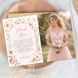 Bruidsuitnodiging met bloemen Foto Dankkaart