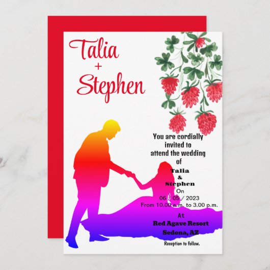 Bruidsuitnodiging met bruidegom kaart (Voorkant / Achterkant)