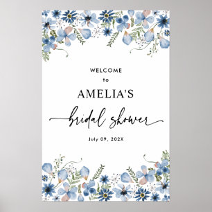Bruidsuitnodiging met chique wilde bloemen poster