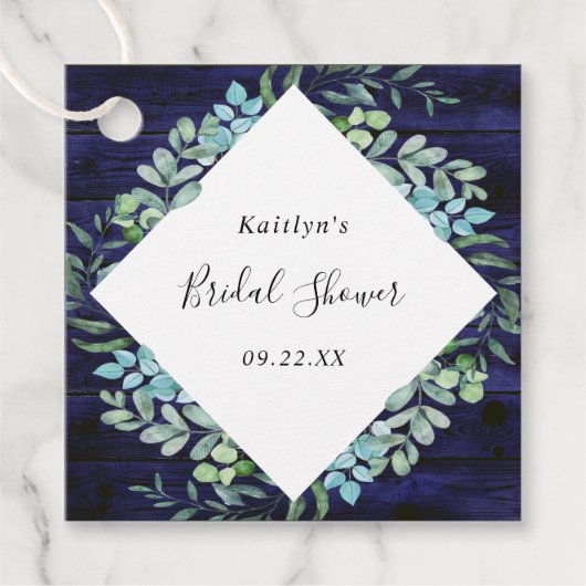 Bruidsuitnodiging met eucalyptus en botanisch groe bedankjes labels (Voorkant)