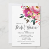 Bruidsuitnodiging met Fuchsia Bloemen Kaart (Voorkant)