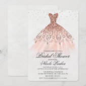 Bruidsuitnodiging met glitters jurk diamant kaart (Voorkant / Achterkant)