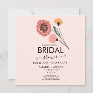 Bruidsuitnodiging met handgetekende wilde bloemen bedankkaart