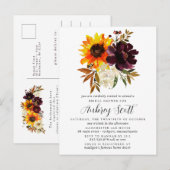 Bruidsuitnodiging met herfstbloemen briefkaart (Voorkant / Achterkant)