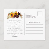 Bruidsuitnodiging met herfstbloemen briefkaart (Achterkant)