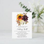 Bruidsuitnodiging met herfstbloemen briefkaart (Staand voorkant)