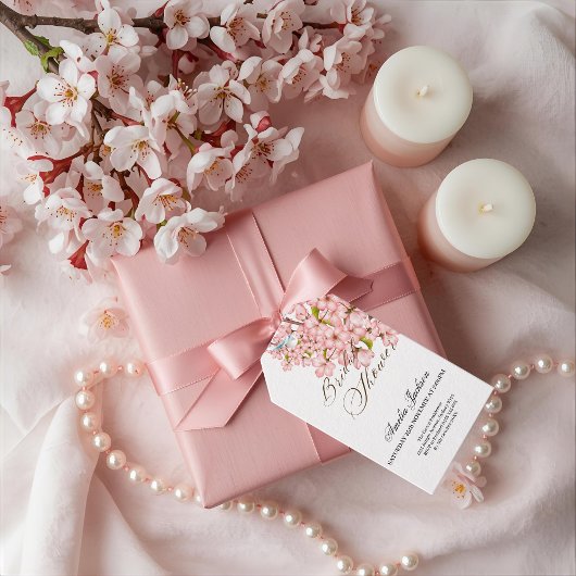 Bruidsuitnodiging met Kersenbloesem Delight Cadeaulabel