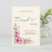 Bruidsuitnodiging met levendige Fuchsia bloemencod Kaart (Staand voorkant)