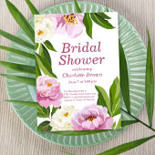 Bruidsuitnodiging met Moderne Bloemen Kaart