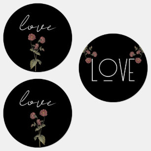 Bruidsuitnodiging met Oude Wilde Bloemen Zwart Labels