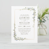 Bruidsuitnodiging met QR-code voor wilde bloemen w Kaart (Staand voorkant)