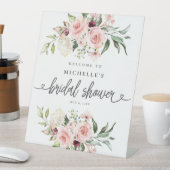 Bruidsuitnodiging met roze rozen welkomstbord reclamebord met voetstuk (Insitu)