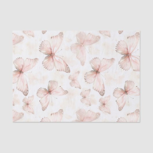 Bruidsuitnodiging met Roze Vlinders Tissuepapier (Voorkant)