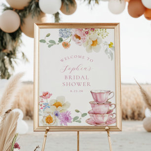 Bruidsuitnodiging met Thee van Wilde Bloemen Poster