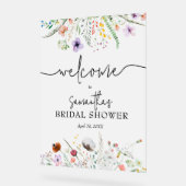 Bruidsuitnodiging met wilde bloemen acryl bord (Hoek)