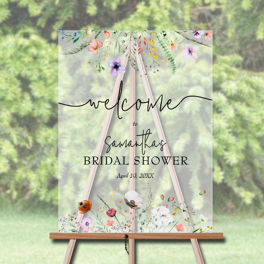 Bruidsuitnodiging met wilde bloemen acryl bord
