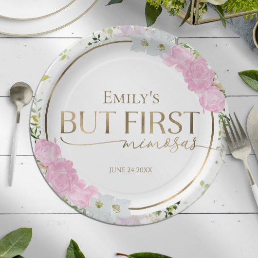 Bruidsuitnodiging met wilde bloemen en eerst mimos papieren bordje