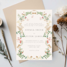 Bruidsuitnodiging met wilde bloemen en landelijke 